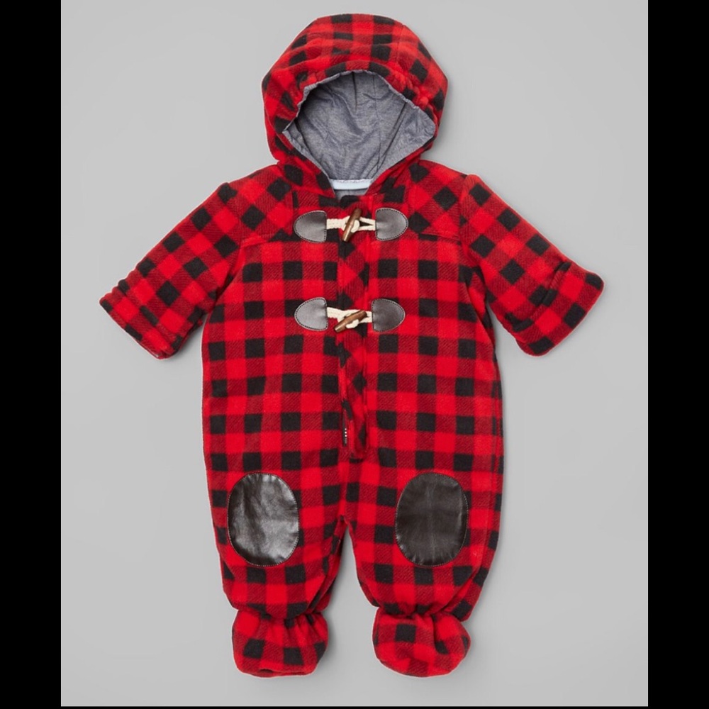 Pistachio boys infant Buffalo plaid pram one piece 6-9 months